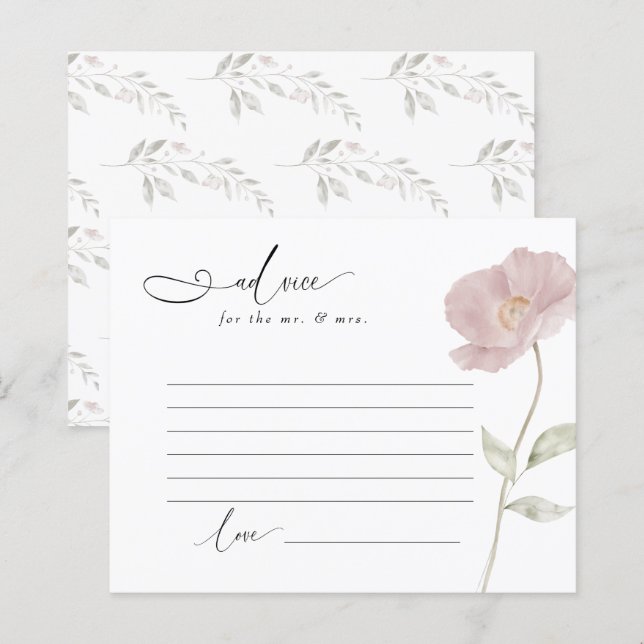 Dusty Pink Flowers | Bridal Shower | Advice (Front/Back)