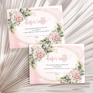 Dusty Pink Flowers Eucalyptus Baby Girl Raffle  Enclosure Card