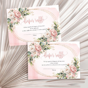 Dusty Pink Flowers Eucalyptus Baby Shower Raffle Enclosure Card