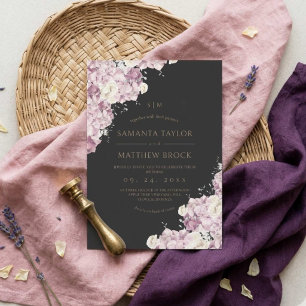 Dusty Pink Flowers ⎮Modern All in One Wedding Invitation