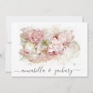 *~*Dusty Pink Flowers RSVP QR AR26 Floral WEDDING Invitation