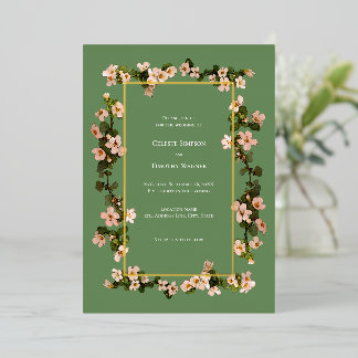 Dusty Pink Flowers - Sage - Foil Frame Wedding