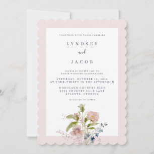 Dusty Pink Garden Wildflower Wedding Invitation
