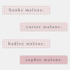Dusty Pink Gingham Waterproof Name