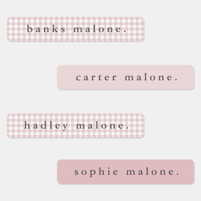 Dusty Pink Gingham Waterproof Name (Group)