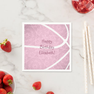 dusty pink girls basketball party napkin