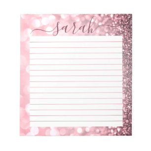 Dusty Pink Glitter Lined Personalised Notepad