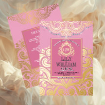 Dusty Pink Gold Classic Monogram Boho Wedding