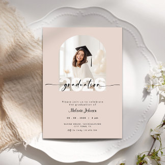 Dusty Pink Graduation Invitation with Photo - 2026