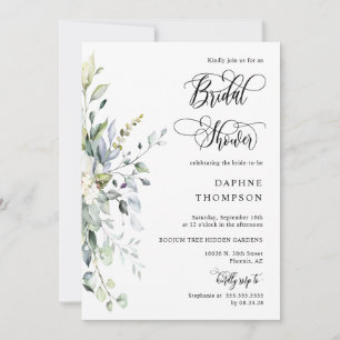 Dusty Pink Greenery Bridal Shower QR Code Photo Invitation