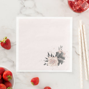 dusty pink grey tropical flowers wedding napkin