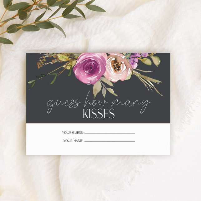 Dusty Pink Guess How Many Kisses Bridal Game Enclosure Card (Creator Uploaded)