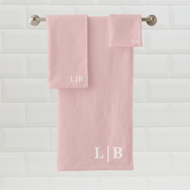 Dusty Pink Initials Bath Towel Set (Creator Uploaded)