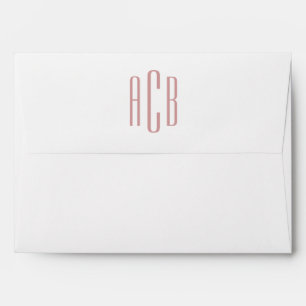 Dusty Pink Inside and White Three Letter Monogram Envelope