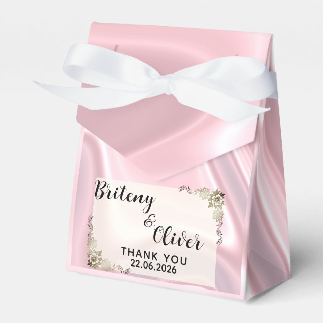 Dusty Pink Iridescent Holographic Silk weeding    Favour Box (Front Side)