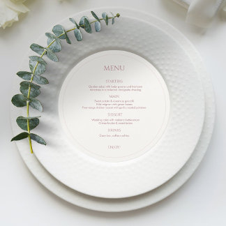 Dusty Pink & Ivory Monogrammed Round Wedding Menu