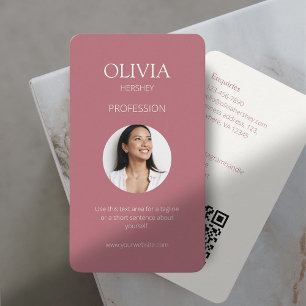 Dusty Pink & Ivory Photo Social QR Code  Business Card