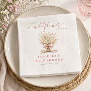 Dusty Pink Little Wildflower Tableware Baby Shower Napkin