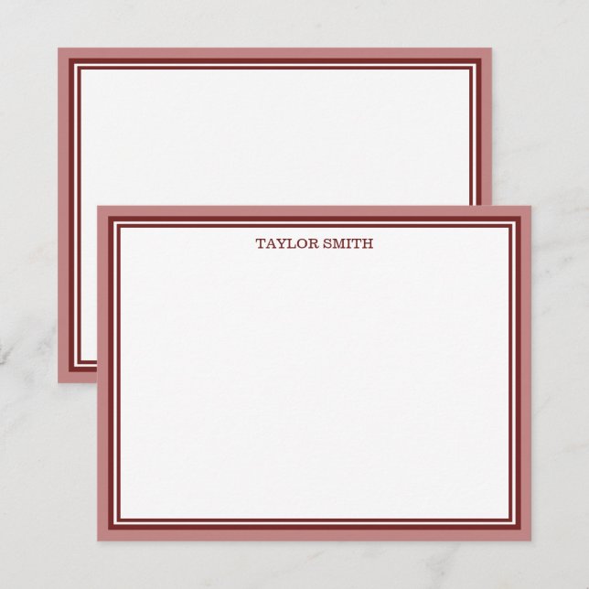 Dusty Pink Maroon Borders Add Your Name Card (Front/Back)