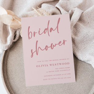 Dusty Pink Mauve & Blush Modern Bridal Shower Invitation