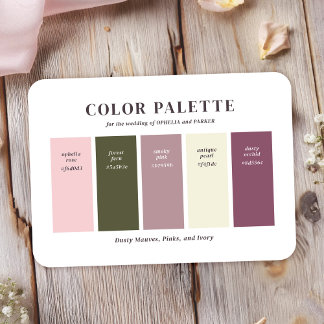 Dusty Pink Mauve Ivory Wedding Colour Palette Card