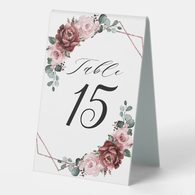 Dusty Pink Mauve Rose Floral Geometric Wedding  (Back)