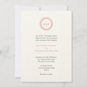 Dusty pink medallion initials wedding invitation