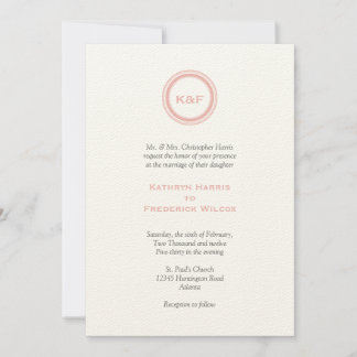 Dusty pink medallion initials wedding invitation