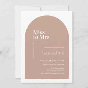  Dusty Pink Minimal Arch Miss Mrs Bridal Shower  Invitation