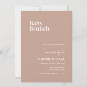 Dusty Pink Minimalist Baby Brunch Baby Shower Invitation