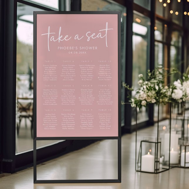 Dusty Pink Minimalist Bridal Shower Seating Chart (Creator Uploaded)