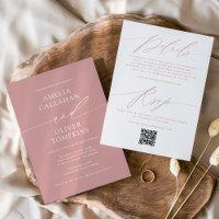 Dusty Pink Minimalist Double-Sided Wedding