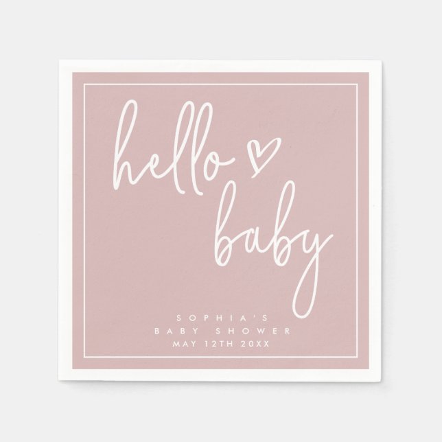 Dusty Pink Minimalist Modern Boho Baby Shower Napkin (Front)