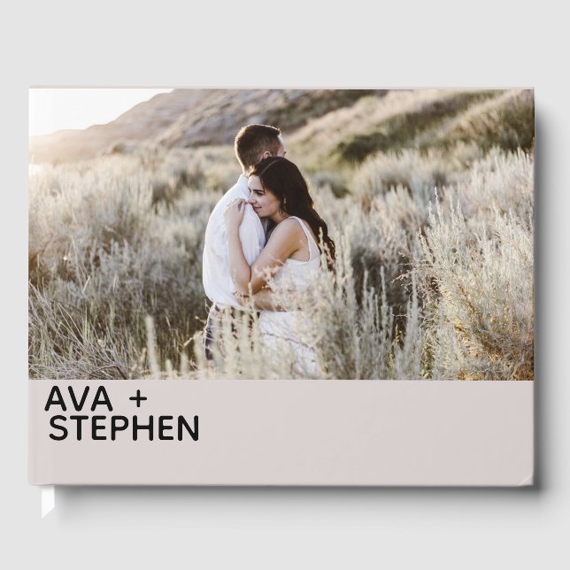 Dusty Pink minimalist Photo Wedding Guest Book (Front)