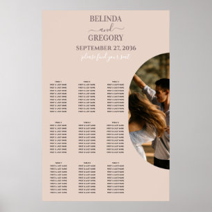 Dusty Pink Minimalist Photo Wedding Seating Chart