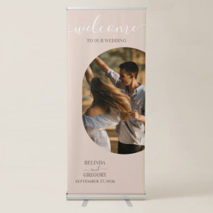 Dusty Pink Minimalist Photo Wedding Welcome Sign
