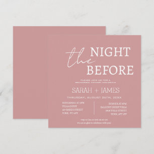 Dusty Pink Minimalist Rehearsal Dinner Wedding  Invitation