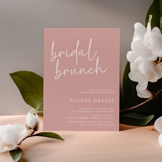 Dusty Pink Minimalist Script Bridal Brunch Invitation (Creator Uploaded)