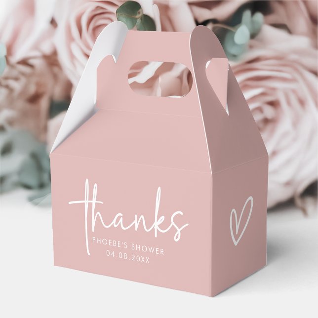 Dusty Pink Minimalist Script Bridal Shower Gable Favour Box (Creator Uploaded)