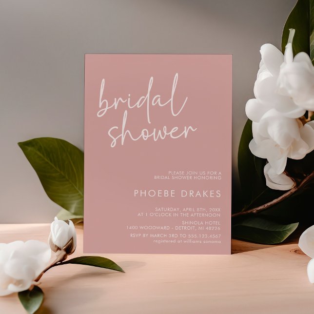 Dusty Pink Minimalist Script Bridal Shower Invitation (Creator Uploaded)