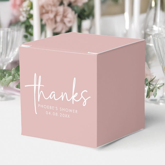 Dusty Pink Minimalist Script Bridal Shower Square Favour Box (Creator Uploaded)