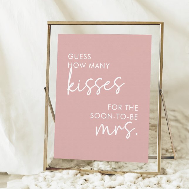 Dusty Pink Minimalist Script How Many Kisses Game Poster (Creator Uploaded)