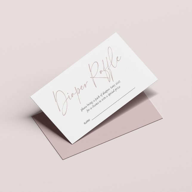 Dusty Pink Modern Handwritten Diaper Raffle Enclosure Card (Creator Uploaded)