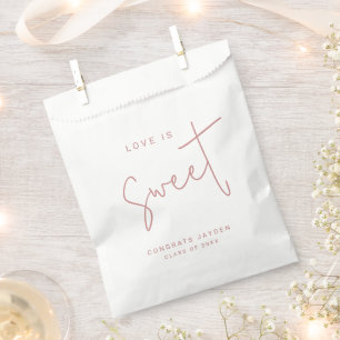 Dusty Pink Modern Script Love is Sweet Graduation Favour Bags