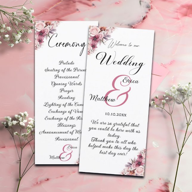 Dusty Pink Modern Script Wedding Ceremony Program  (Creator Uploaded)