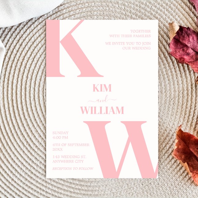 Dusty Pink Monogram Wedding Invitation (Dusty Pink Monogram Wedding Invitation)
