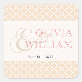 Dusty pink Moroccan tile ampersand modern wedding Square Sticker