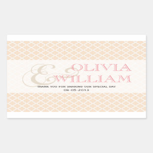 Dusty pink Moroccan tile ampersand wedding favour Rectangular Sticker