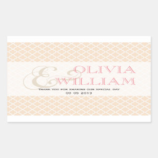 Dusty pink Moroccan tile ampersand wedding favour Rectangular Sticker