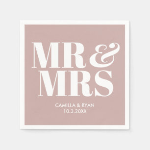Dusty Pink Mr & Mrs Personalised Wedding Napkins